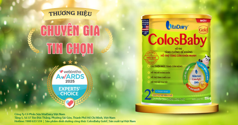 COLOSBABY GOLD LÀ SỮA CÔNG THỨC TRẺ EM DUY NHẤT ĐƯỢC GIẢI THƯỞNG “CHUYÊN GIA TIN CHỌN” TẠI WEBTRETHO AWARDS 2025