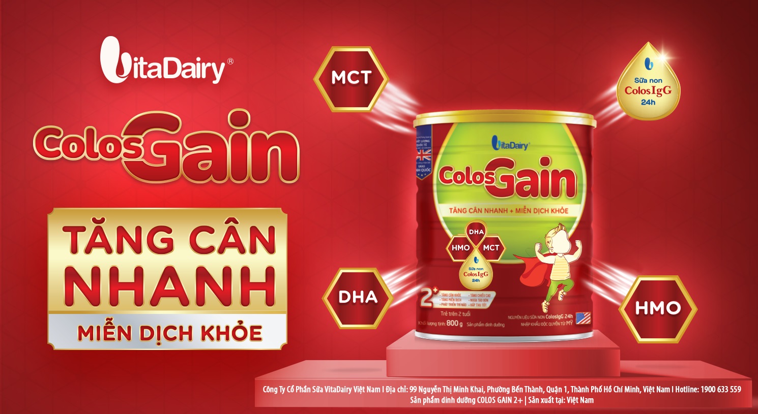 Colos Gain l&agrave; sản phẩm dinh dưỡng cao năng lượng, ph&ugrave; hợp cho trẻ suy dinh dưỡng thấp c&ograve;i