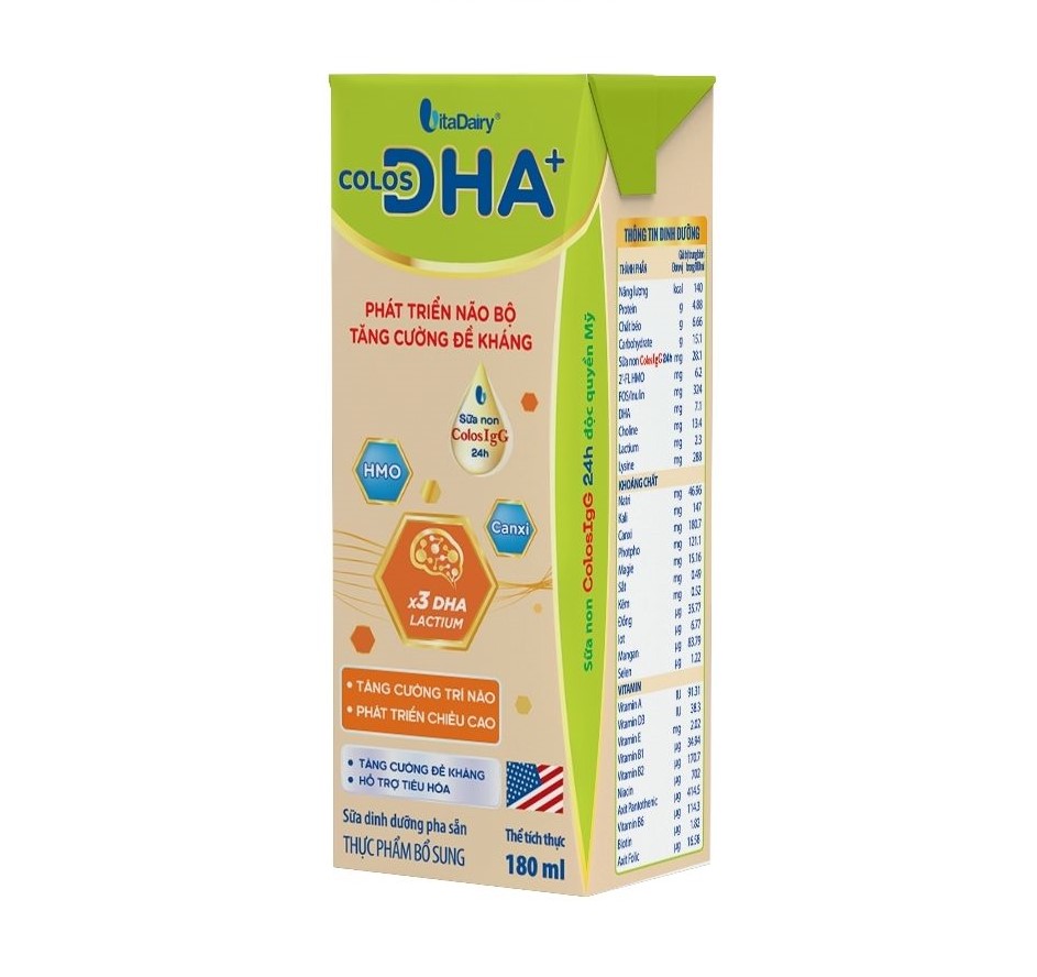 Sữa uống dinh dưỡng Colos DHA+ hỗ trợ bé tăng cường trí não