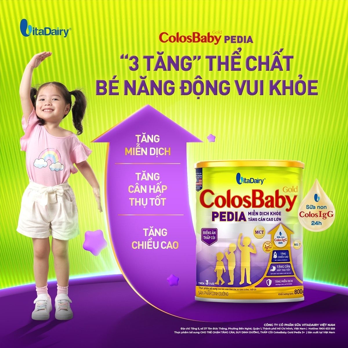 ColosBaby Pedia ph&ugrave; hợp cho b&eacute; biếng ăn, thấp c&ograve;i, gi&uacute;p b&eacute; tăng c&acirc;n cao lớn