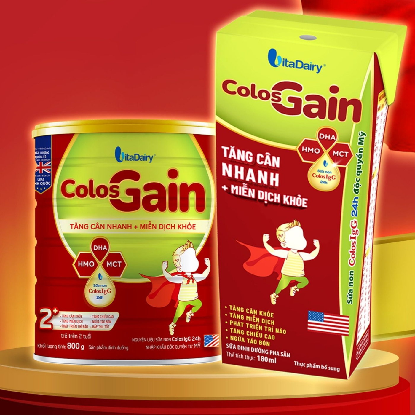 Colos Gain l&agrave; sản phẩm dinh dưỡng hỗ trợ trẻ tăng c&acirc;n nhanh v&agrave; x&acirc;y dựng hệ miễn dịch vững v&agrave;ng